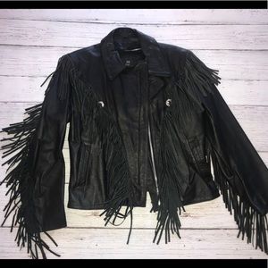 Berman’s ladies Black Fringe leather jacket